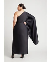 Eloquii Plus One Shoulder Dramatic Sleeve Dress