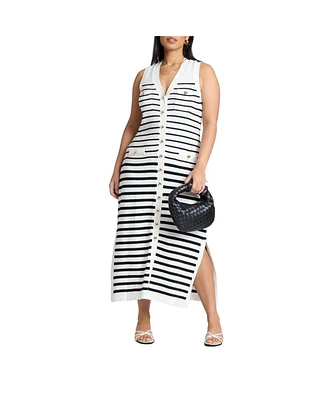 Eloquii Plus Striped Sleeveless Sweater Dress