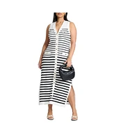 Eloquii Women's Plus Striped Sleeveless Sweater Dress