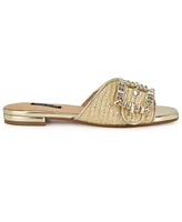 Nine West Women's Laniey Embellished Flat Slide Sandals