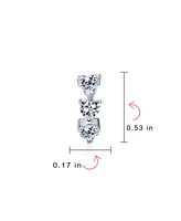 Bling Jewelry Romantic Pink Heart Cz Hoop Earrings Small Huggie Sterling Silver