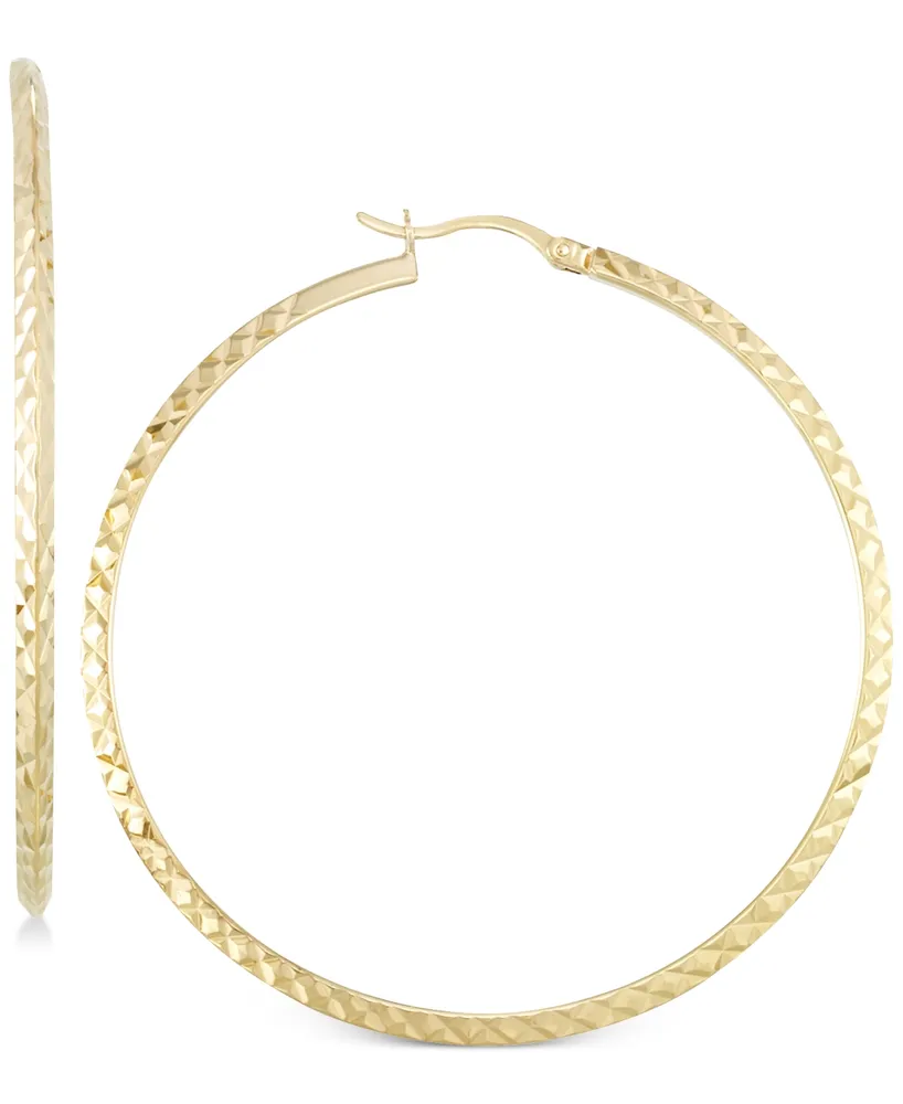 Twisted Hoop Earrings 14K Gold Over Silver or White