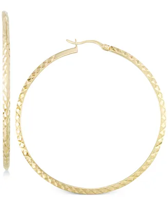 Twisted Hoop Earrings 14K Gold Over Silver or White