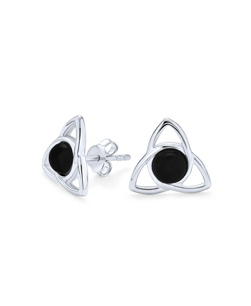 Bling Jewelry Natural Onyx Amber Trinity Love Knot Triquetra Celtic Pendant Stud Earrings .925 Sterling Silver