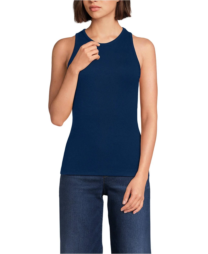 Lands' End Women's Drapey Rib Fitted Tank Top