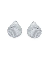 Bling Jewelry Hawaiian Nautical Cockle Seashell Stud Earrings in Sterling Silver