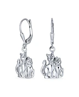 Bling Jewelry Best Friend Animal Lover Bff Kitten Dangle Earrings Sterling Silver