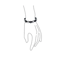 Bling Jewelry Black Blue White Gold Tone Strand Bracelet with Pave Crystal Disco Ball