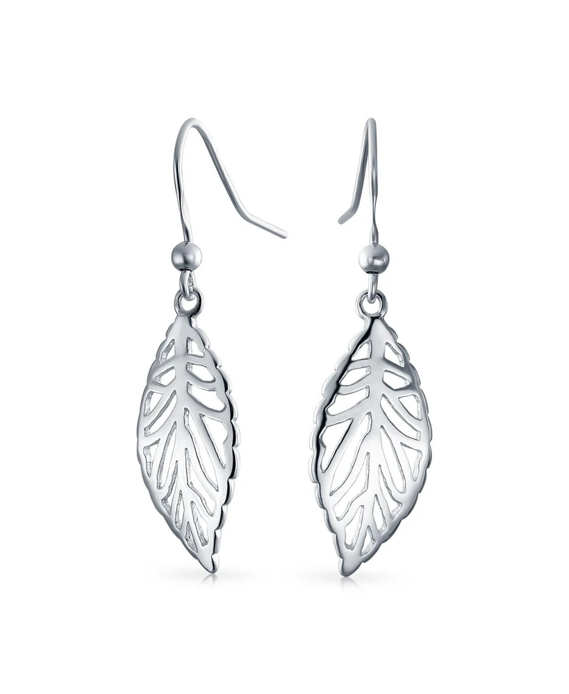 Bling Jewelry Filigree Leaf Feather Dangle Earrings in Sterling Silver 1.5 Inch Western Jewelry