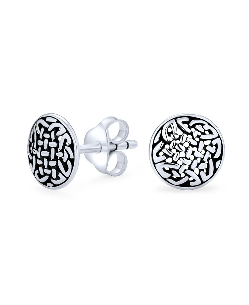 Bling Jewelry Unisex Viking Celtic Knot Stud Earrings in Oxidized Sterling Silver