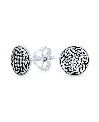 Bling Jewelry Unisex Viking Celtic Knot Stud Earrings in Oxidized Sterling Silver