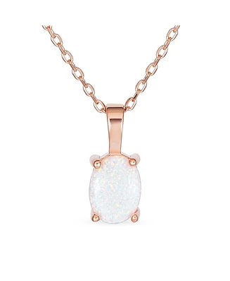 Bling Jewelry Classic Oval Orange Blue White Natural Opal Pendant Necklace in Rose Gold Sterling Silver