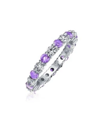 Bling Jewelry Alternating Two Tone Cubic Zirconia Stackable Cz Eternity Cocktail Statement Ring .925 Sterling Silver