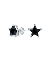 Bling Jewelry Small Celestial Usa Black Cz Star Stud Earrings for Men, Sterling Silver 7, 6 Mm