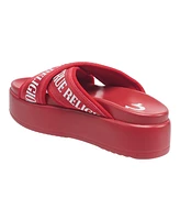 True Religion Alia Cross Strap Slip on Platform Sandal