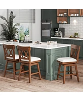 Bar Stool with Contoured Backrest and Swivel Padded Seat
