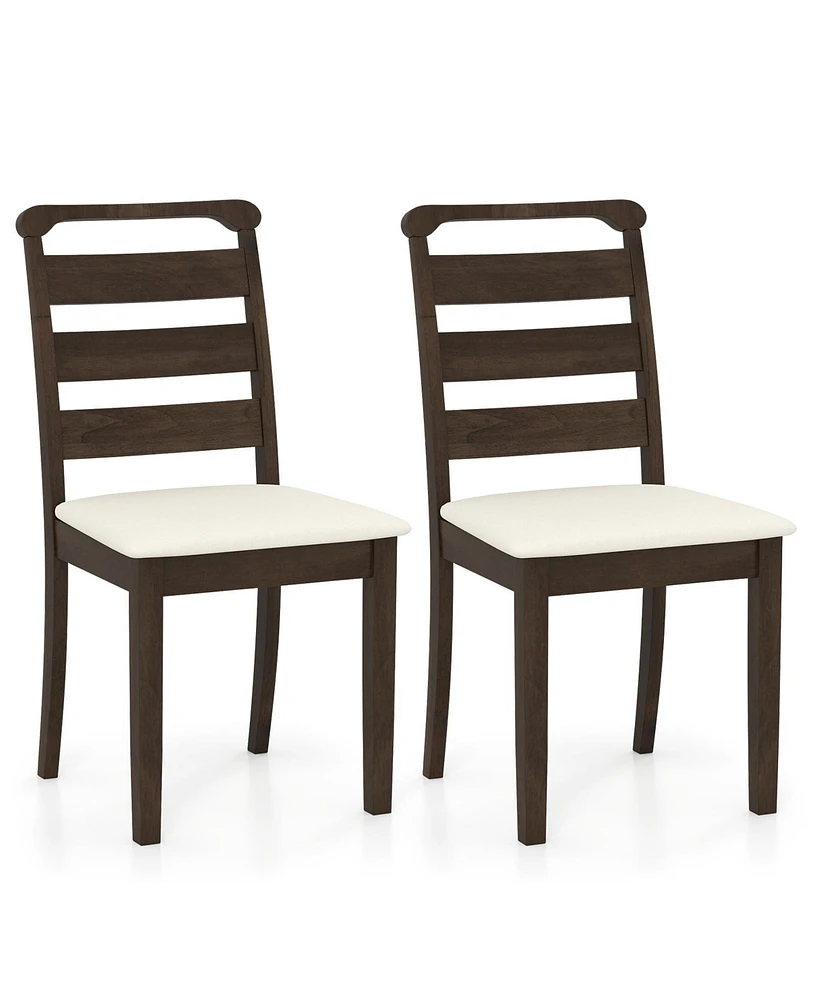 Polyester Upholstered Wooden Dining Chair Set of 2