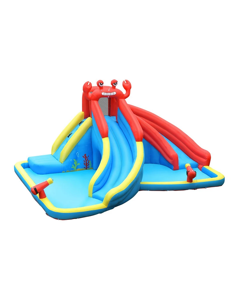 Inflatable Water Slide Crab Dual Slide Bounce House Fun Outdoor Playset for Kids