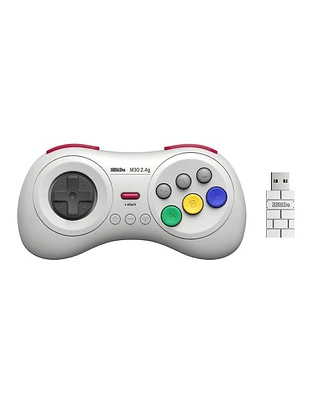 8Bitdo M30 2.4G Wireless Gamepad Controller for Sega Genesis Mini and Mega Drive Mini and Nintendo Switch - White