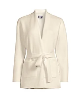 Lands' End Women's Fine Gauge Milano Belted Long Line Cardigan Sweater