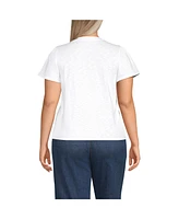 Lands' End Women's Plus Slub Flutter Sleeve V-Neck T-Shirt