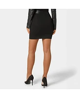 Bebe Women's Zip Front Faux Leather Pdr Combo Skirt