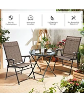 Gymax Set of 4 Folding Portable Patio Chairs Yard Outdoor w/ Armrests & Backrest