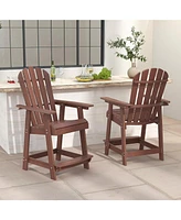 Gymax Pcs Bar Stool Hdpe Patio Chair w/ Armrest Footrest Home Indoor Outdoor
