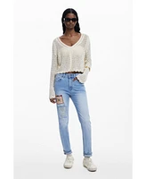 Desigual Women's Cropped openwork sweater