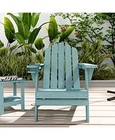 5-Piece Hdpe Adirondack Chairs Conversation Set with Outdoor 28-inch Square Fire Pit Table