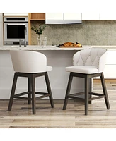 Set of 2 Counter Height Fabric Upholstered Bar Stools Stylish and Comfortable Seating for Kitchen or