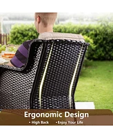 Xizzi Outdoor Swivel Rocking Chairs Set, Patio Furniture Set with 50,000 Btu Rectangular Propane Fire Pit Table, 7 Pieces High Back Conversation Sofa