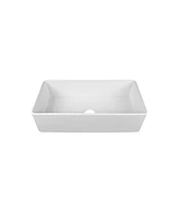DeerValley 36" L X 18" W Fireclay Rectangular Single Bowl Farmhouse Kitchen Sink with Grid and Strainer