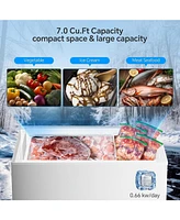 Kismile 7.0 Cubic Feet Chest Freezer with 2 Removable Baskets Free Standing Top Open Door Compact Freezer with Adjustable Temperature for Home/Kitchen