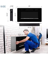 Kismile Electric Fireplace inch Recessed and Wall Mounted,The Thinnest FireplaceLow Noise, Fit for 2 x 6 Stud, Remote Control with Timer,Touch Screen