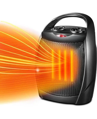 Kismile Small Electric Space Heater Ceramic Heater,Portable Fan for Office with Adjustable Thermostat and Overheat Protection Etl Listed