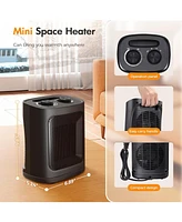 Kismile Portable Electric Space Heater, Small Ceramic Heater Fan with Thermostat, Tip-Over and Overheat Protection,Fast Heating for Home/Office,1500W