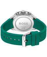 Hugo Boss Men's Runner Quartz Chronograph Green Silicone Watch, 44mm
