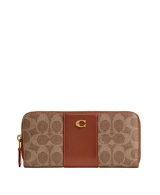 Coach Essential Signature Canvas Slim Accordion Zip Wallet
