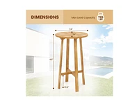 Teak Wood Round Bar Table with Footrest for Indoors Outdoors
