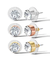 Jessica Simpson Crystal Stud Earrings Set - Trio of Sparkling Styles