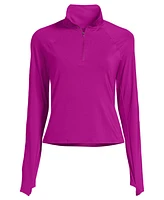 Lands' End Women's Plus Long Sleeve Quarter Zip Upf 50 Rash Guard