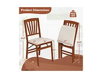 Folding Dining Chairs Set of 2 with Padded Seat and Rubber Wood Frame