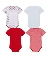 Tommy Hilfiger Baby Girl 4-Pack Hearts and Stripes Short Sleeve Bodysuits