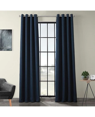 Half Price Drapes Indigo Grommet Textured Faux Linen Room Darkening Curtain