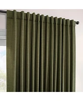 Half Price Drapes Khaki Green Extra Wide Textured Faux Linen Room Darkening Curtain