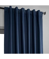 Half Price Drapes Dark Blue Solid Cotton Hotel Blackout Curtain