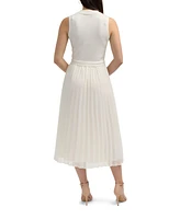 Ellen Tracy Women s Sleeveless Mix Media Pleated Dress