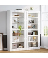 Tribesigns Tall Wood Bookcase, Set of 2, White