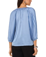 Vince Camuto Women's Satin Pleated-Sleeve Split-Neck Top